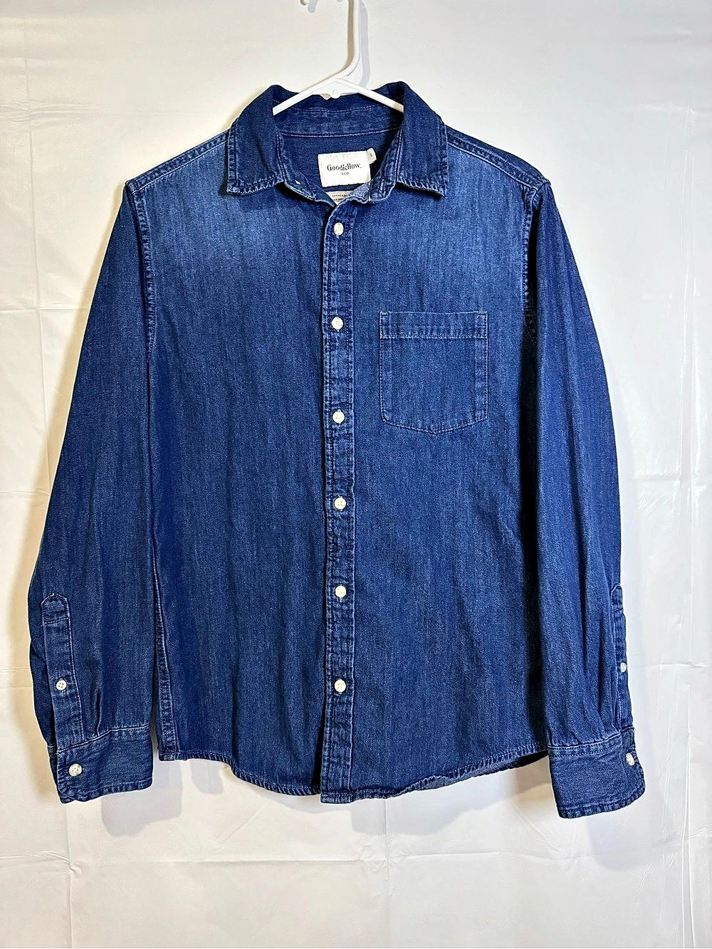 Goodfellow & Co Men'Small Long Sleeve Denim Button-Down Shirt Blue Small